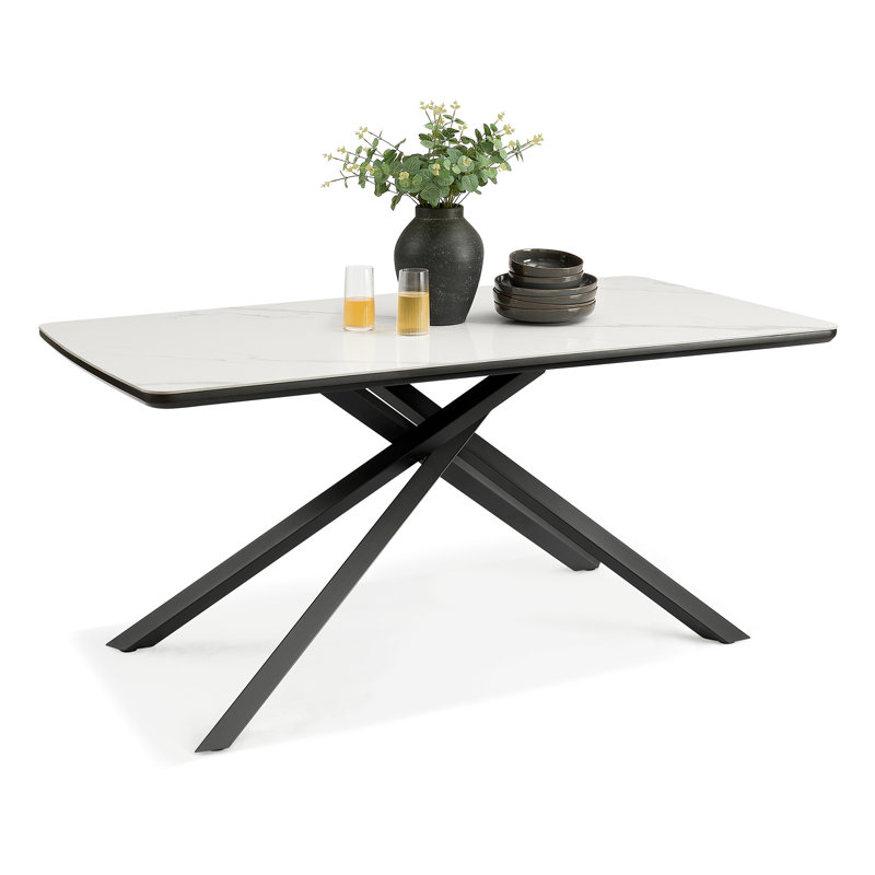 Whitworth Marble Effect 6 Seat Dining Table, White
