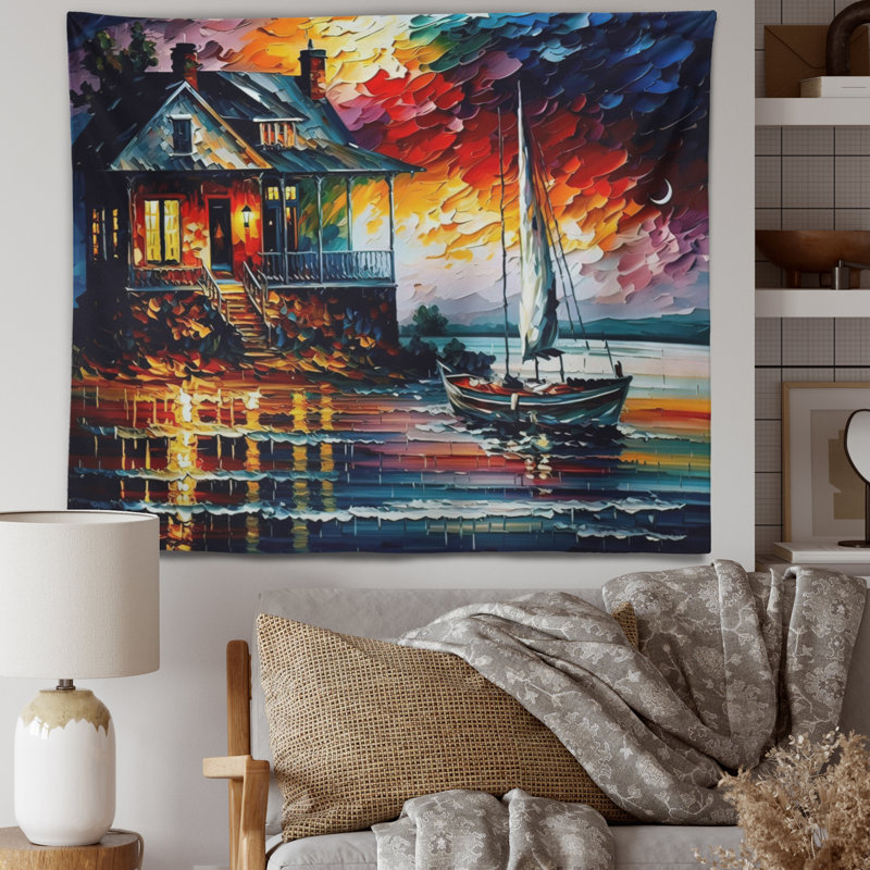 Tapisserie en polyester avec punaises, H 50 po x l 60 po