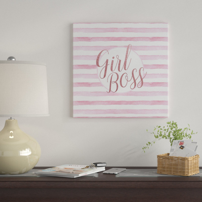 «Girl Boss Rose Gold Pink, Square», impression sur toile tendue, H 12 po x l 12 po x P 0,75 po, Toile tendue, Pas de tapis