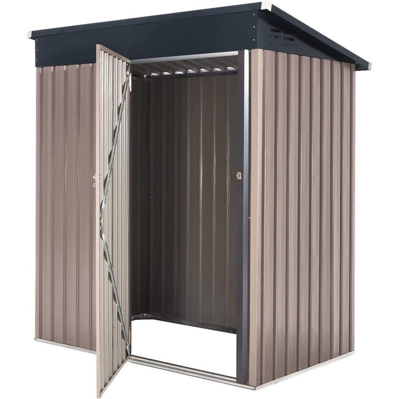 5 Ft. W x 3 Ft. D Metal Lean-To Garden Shed, Grey