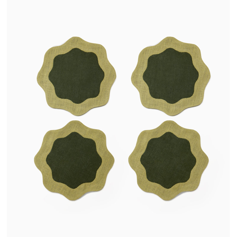 Ondulato Linen Novelty Napkins, Forest/Celadon