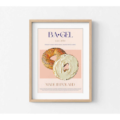 Bagels et fromage à la crème - Reproduction alimentaire encadrée | Art mural de cuisine