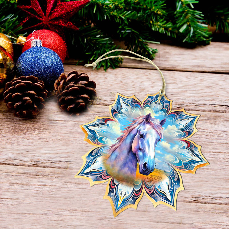 Grande décoration de cheval de Noël