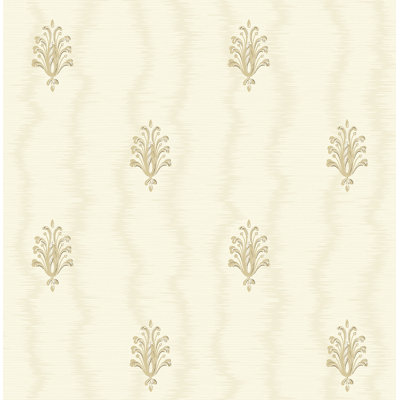 Seabrook Designs Metallic Champagne & Latte Papyrus Fleur De Lis Unpasted Wallpaper