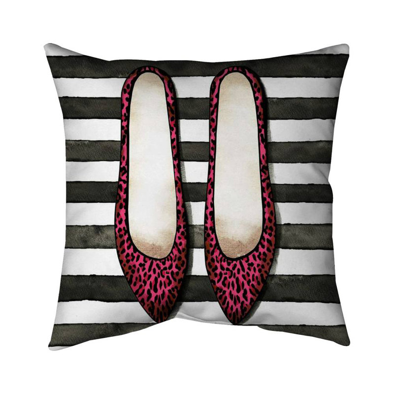 Leopard pink shoes - 18"x18" Throw pillow - Poly twill - Print on demand