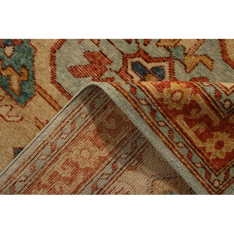 Hand-Knotted Classic Rug Beige Gold And Red Geometric Pattern By Rug & Kilim, Rectangle 10' x 14'