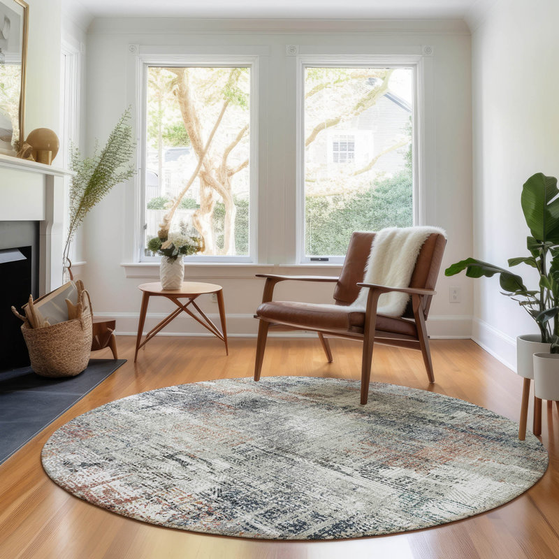 Premium Machine Washable Prisco Taupe Rug, Round 8'