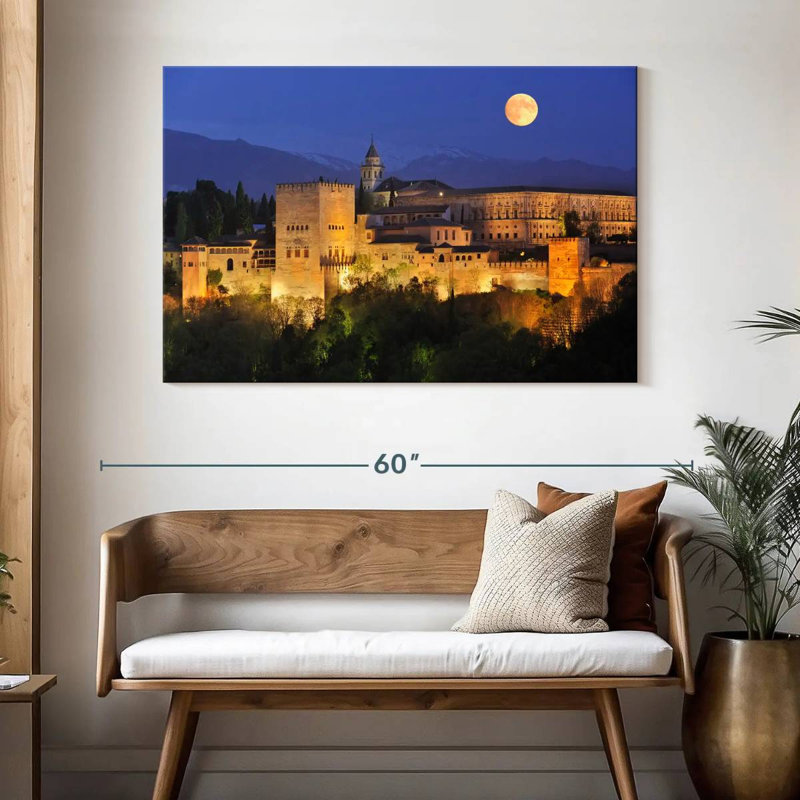 Rorry Full Moon At Alhambra Palace, 32" H x 48" W