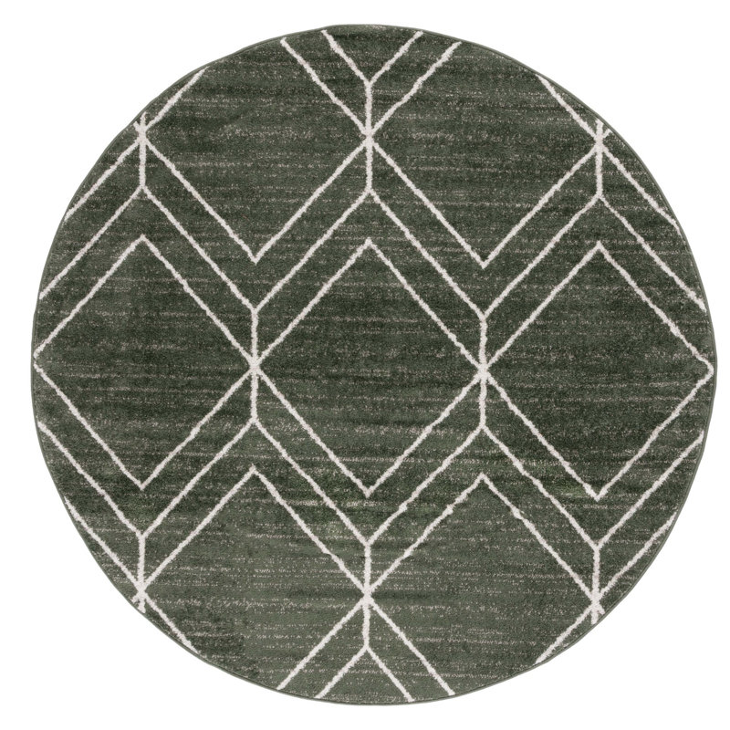 Tapis à motif géométrique Kawanda, Rond 4 po