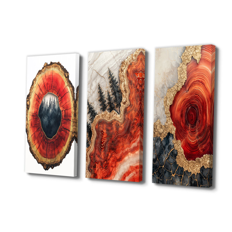 Chemin forestier de l'opale de feu, rivière Stone I - Collection d'art mural forêt, Toile tendue, H 28 po x l 36 po