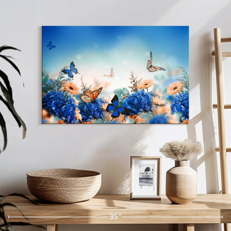 Jardin des papillons bleus, H 16 po x l 24 po