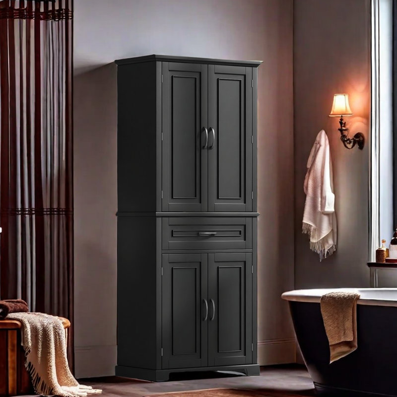 Armoire de rangement pour salle de bain avec tablette réglable et tiroir