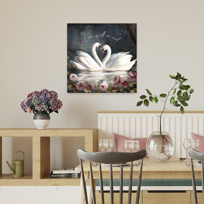 Swan Lake, Love Is All We Need, romantique, oiseau abstrait, art animalier, paysage