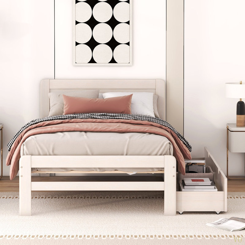 Base de lit plateforme avec 2 tiroirs de conception moderne