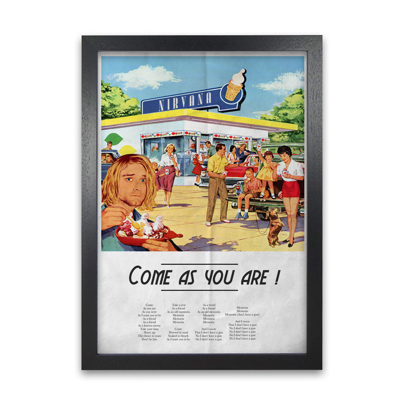 Come As You Are Nirvana by David Redon - Print, 29.7 cm H x 21 cm W x 5 cm D, Black Grain