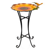 29"H Metal Sunflower Birdbath with Stand