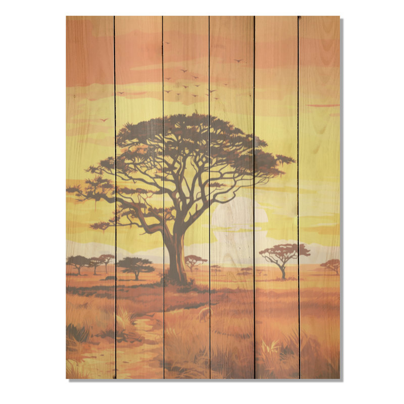 Arbre africain Ambiance Savana - Art africain sur bois de pin naturel, H 40 po x l 30 po
