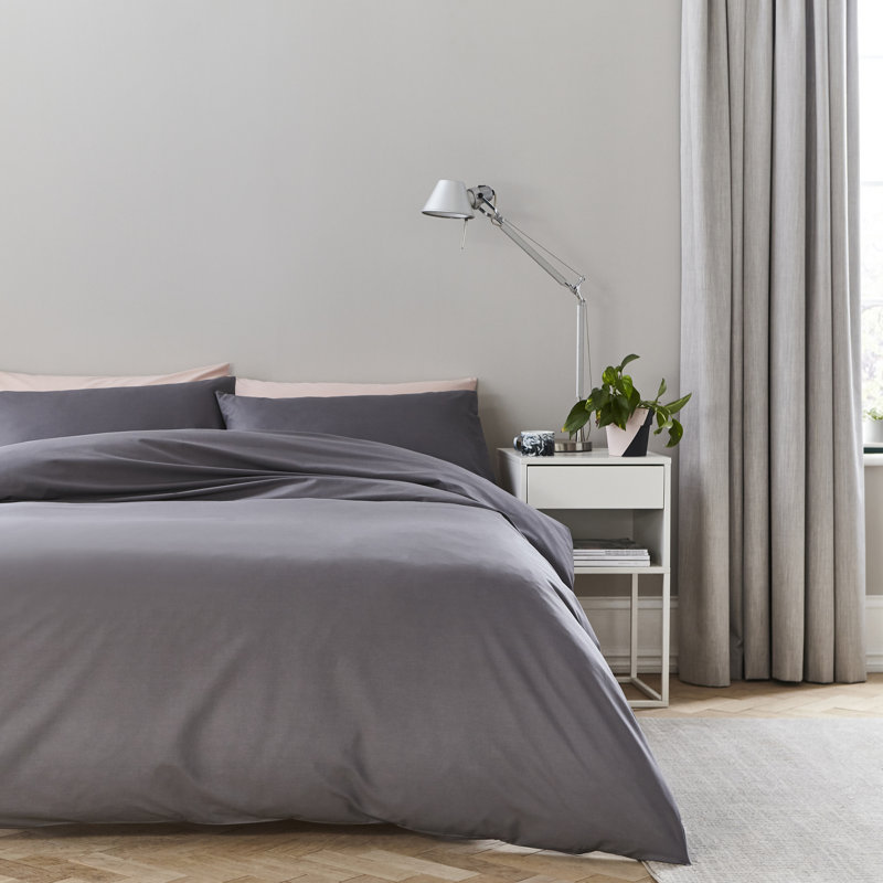 Pure Cotton Duvet Cover Set, Single - 1 Pillowcase (45 x 80 cm), Charcoal