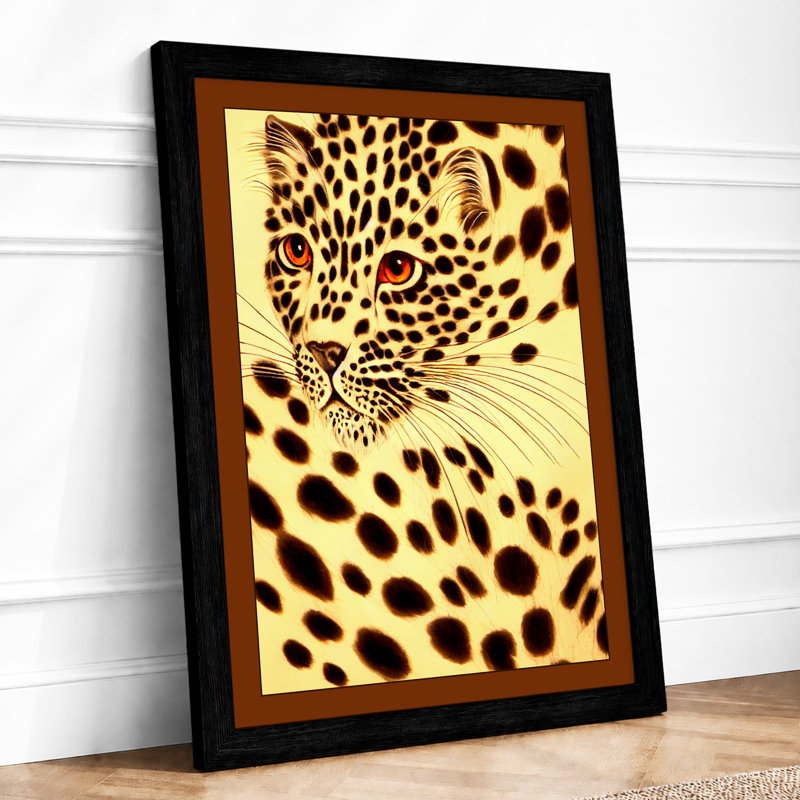 Spotted Leopard Study Boho 1 Piece Single Picture Frame Wall Art, A4 - 29.7 x 21.0 cm, Black