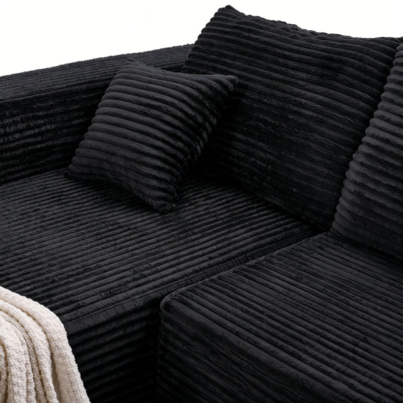 118" U-Shaped Sectional Couches For Living Room Modern Modular L-Shape Cloud Sofa Compression-Boneless Deep Seat Couch With Chaise And Ottoman