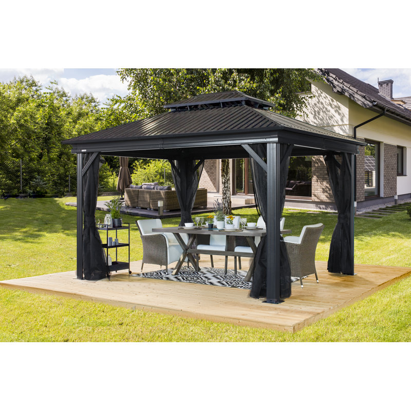 Sojag Black Spun Polyester Curtains for 10 x 12 ft. Kiana Gazebo