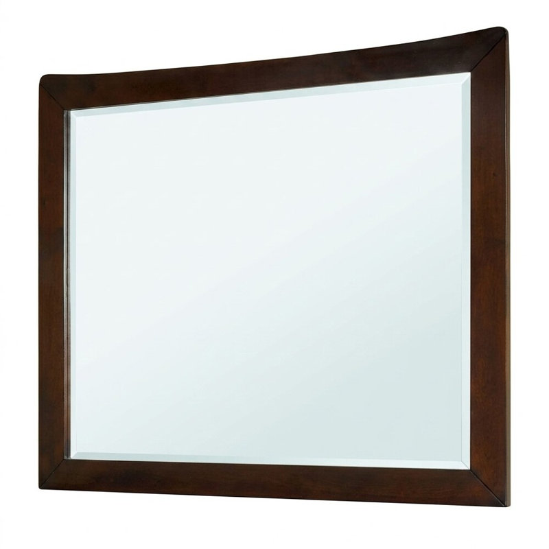 Azulai Brown Cherry 43.25 In. W X 38 In. H Modern Rectangle Wood Framed Mirror