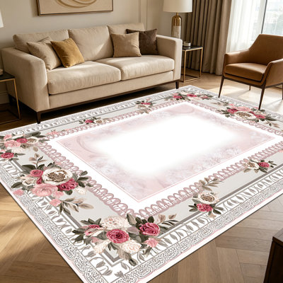 Tapis de maison de campagne 1 pièce Vintage Floral Rose