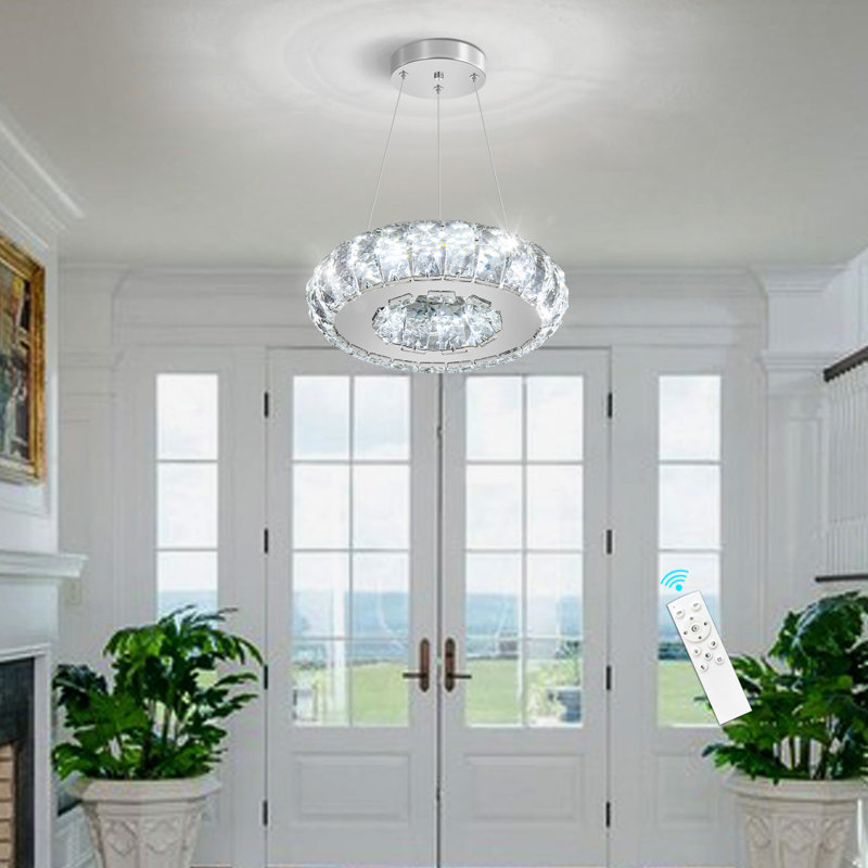 Lustre rond en cristal argenté, Argent