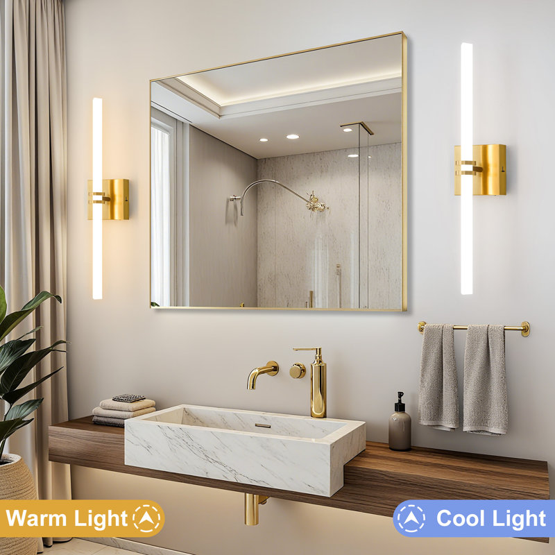 1 - Light Dimmable Led Wall Sconce With Triangular LED Shade Vanity Light, Gold, 22'' H