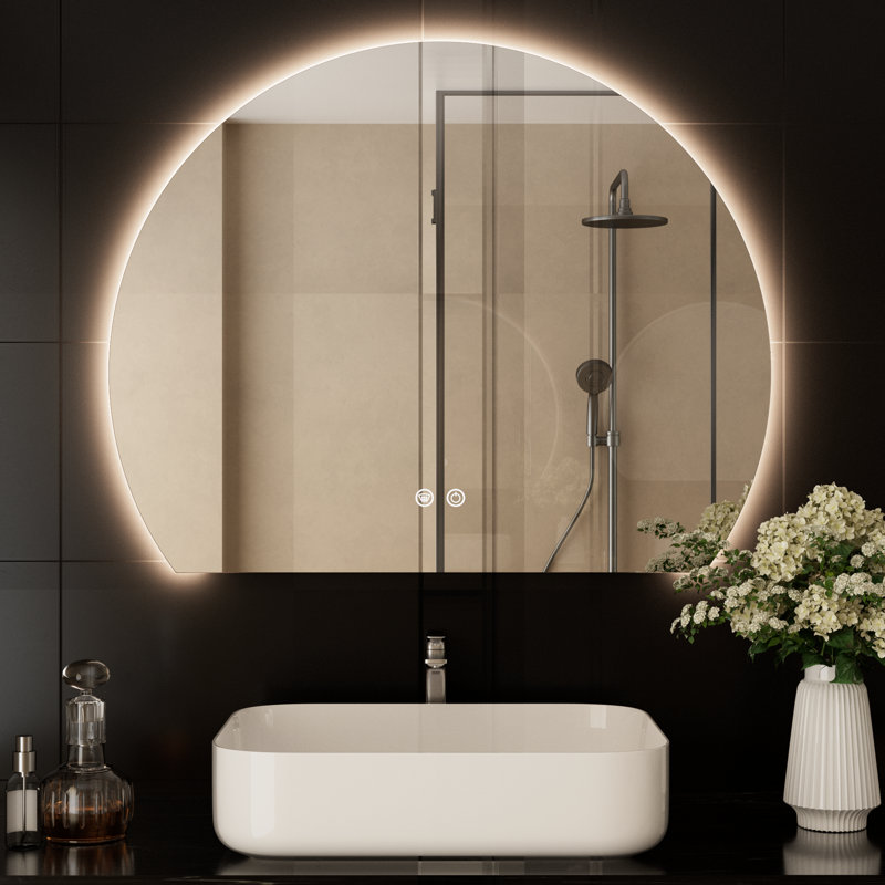 Arto Arch Lighted Backlit Bathroom Vanity Mirror Anti Fog Dimmable 3 Color Adjustable Wall Mirror, 32" H x 40" W x 1" D