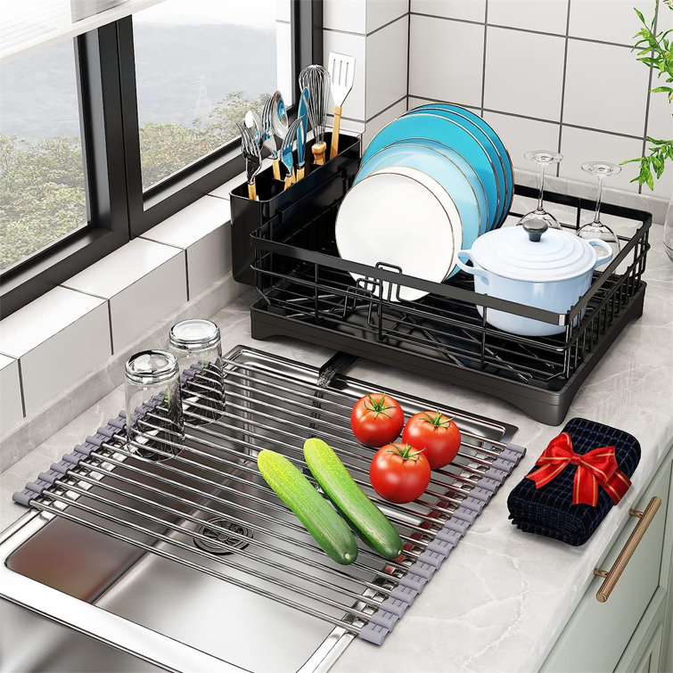 Stainless Steel Dish Drying Rack Adjustable Kitchen Plates