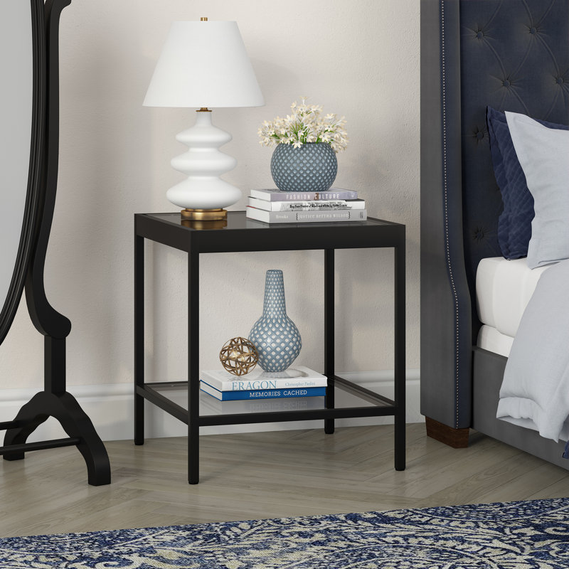 Alexis Glass Top End Table, Black