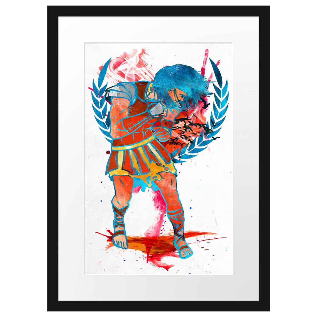 Gerahmtes Poster Roman Combat Black Leinwand