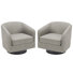 Applewold Upholstered Khaki Cotton Blend Swivel Barrel Chair with Solid Wood Base