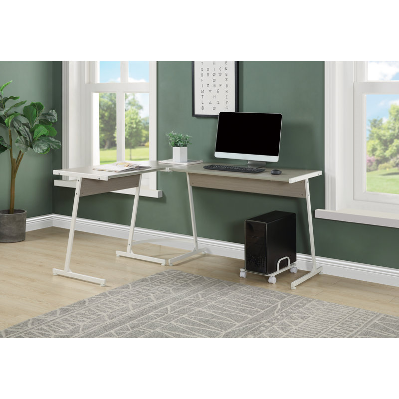 Bureau d'écriture en L Vaughan, Gris / blanc