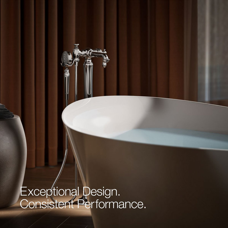 Artifacts® Single Handle Floor Mounted Clawfoot Tub Faucet, Vibrant Titanium