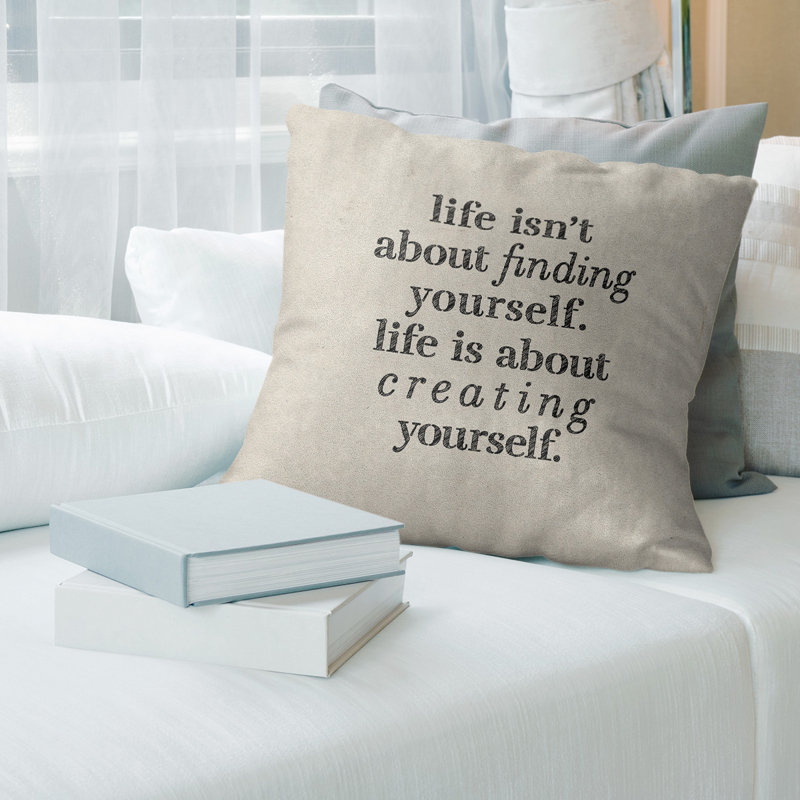 Linen Reversible Throw Pillow, Beige/Black, 14" x 14", Polyester/Polyfill
