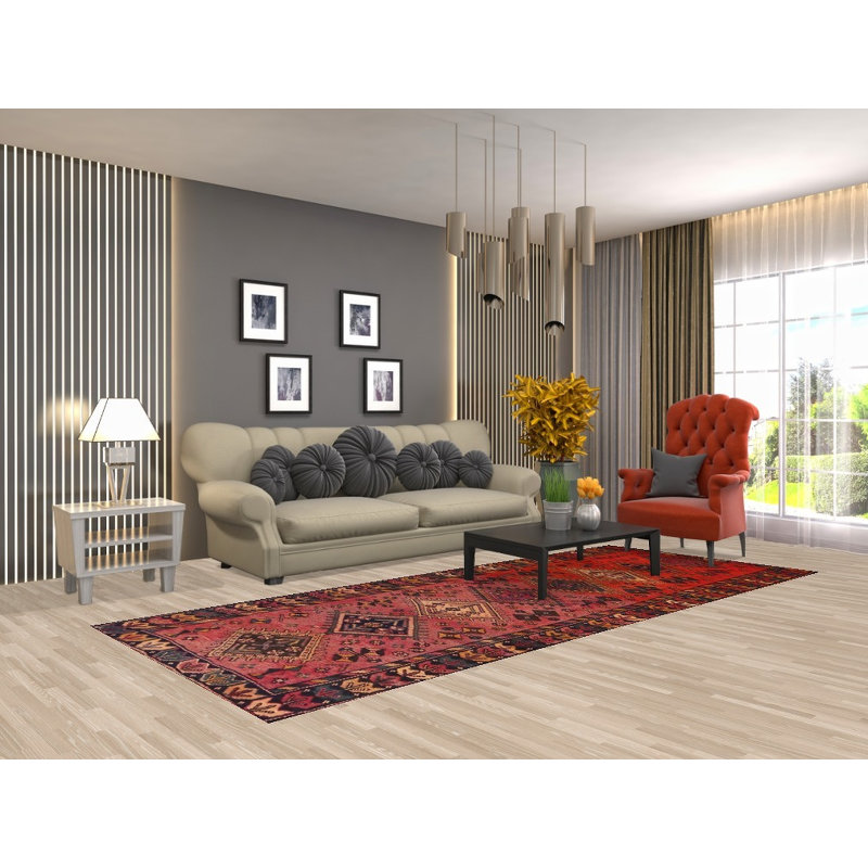 Tapis de couloir rose tribal traditionnel 4 x 10