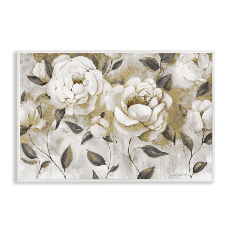 Giclée encadrée de fleurs chaudes et neutres, design par Carol Robinson, H 20 po x l 30 po