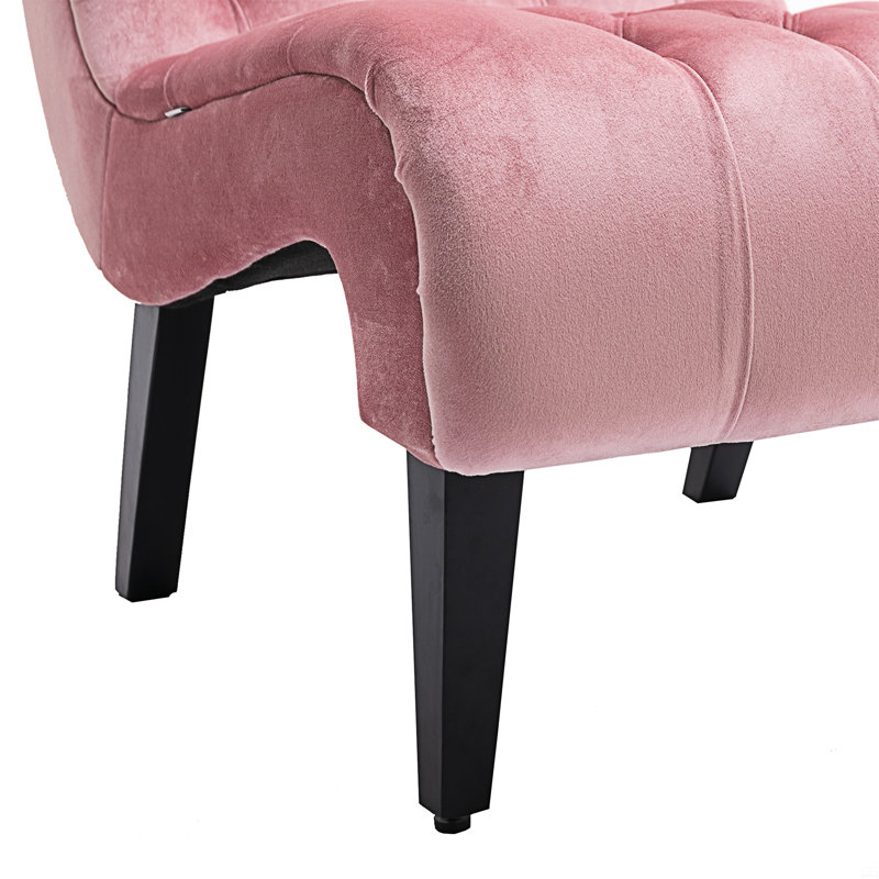 Chaise de salon en velours sans accoudoirs, Velours rose