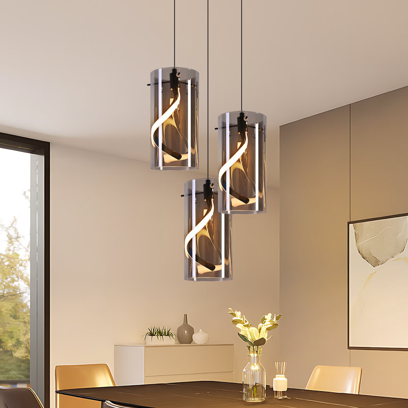 3 - Light Stainless Steel LED Bell Pendant
