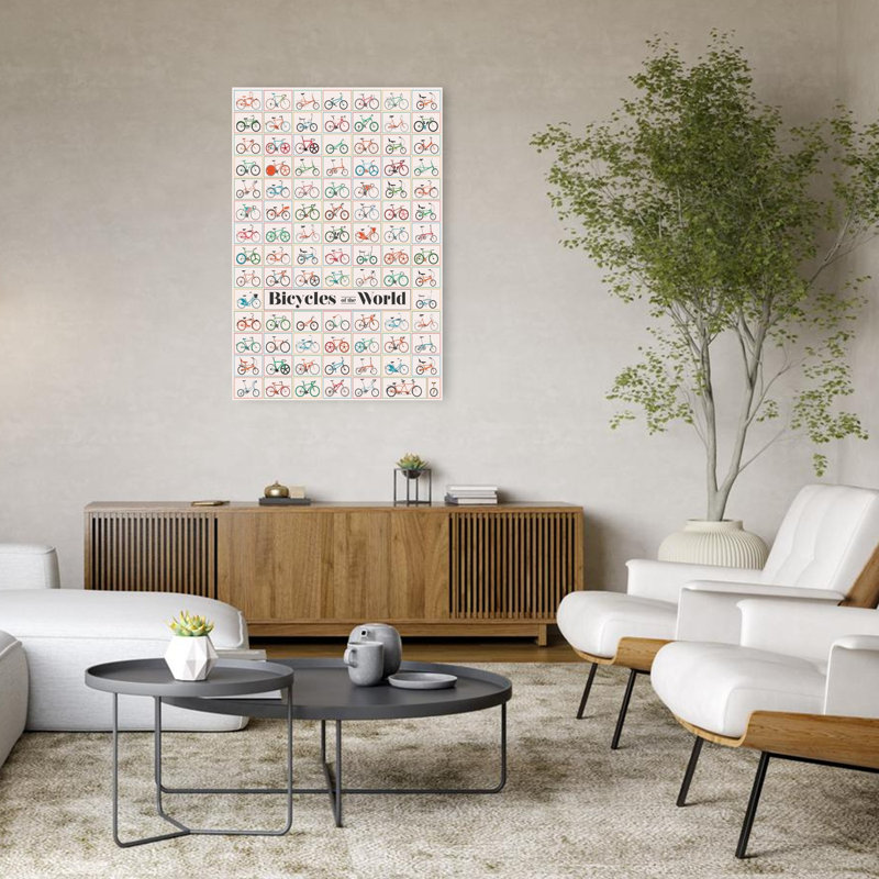 Bicyclettes du monde rétro, art mural rétro, 48" H x 32" W