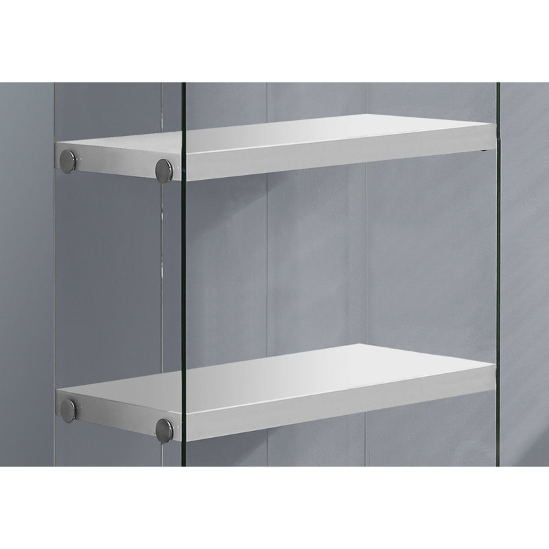 Hulo Accent Bookshelf, 5 Tier Storage, 59 Inch, Clear Glass, White
