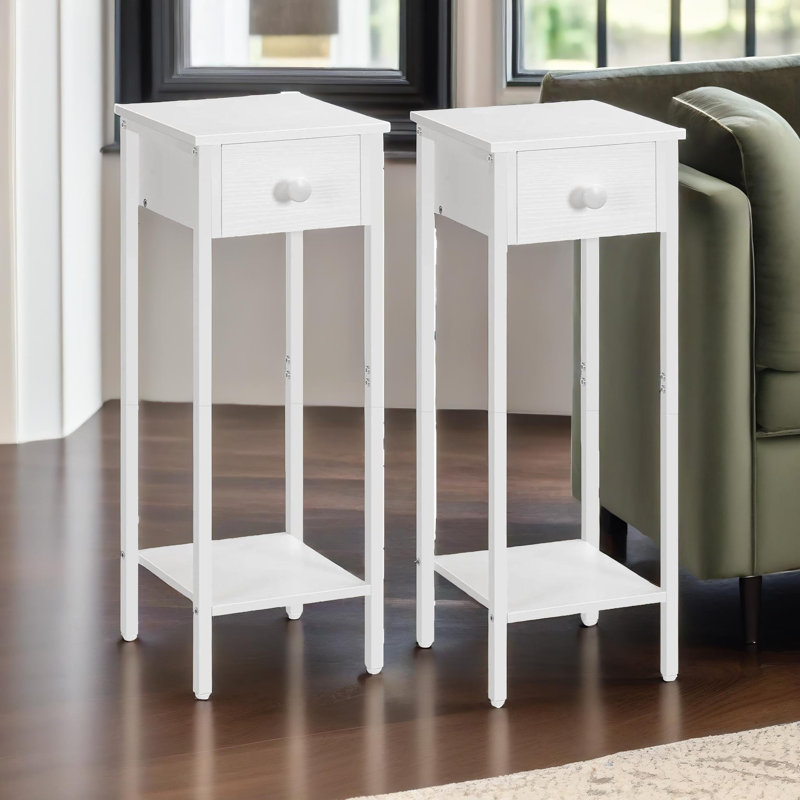 Sirine 25 cm W Bedside Table, White