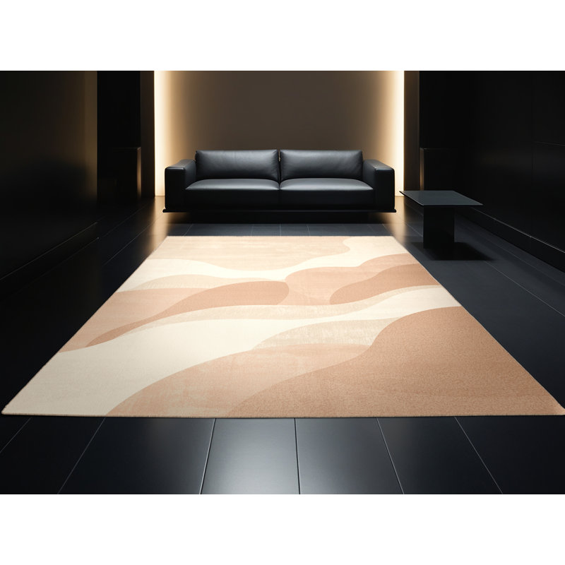 Soft Plush Eakes Minimalist Solid Color Area Rug in Beige – Beige Binding, 8x12