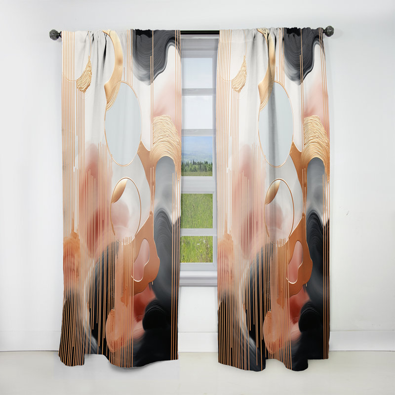 Emanuel - Shapes Abstract Room Darkening Curtain - 1 Panels, 52" W x 90" L