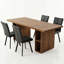 Ensemble de table et de chaises rectangulaires 4 places de style milieu du siècle, 180 cm (70,8 po), en MDF imitation chêne avec étagères de rangement latérales ouvertes.-131205651