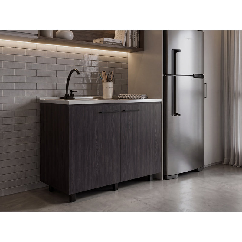 Utility Sink Cabinet, Burwood, Black, Width X 39.3