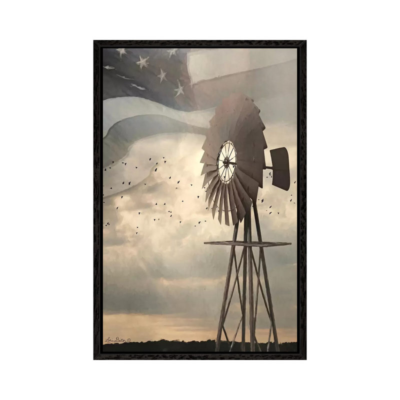 Land That I Love Windmill I by Lori Deiter - Print on Canvas, 101.6 cm H x 66.04 cm W, Black Framed