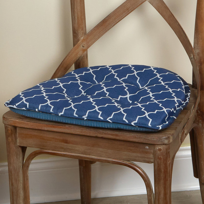 Trellis Non-Slip Indoor Dining Chair Cushion, Blue